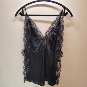 Vandemere Vintage Black Lace Side Tie Camisole - Size S